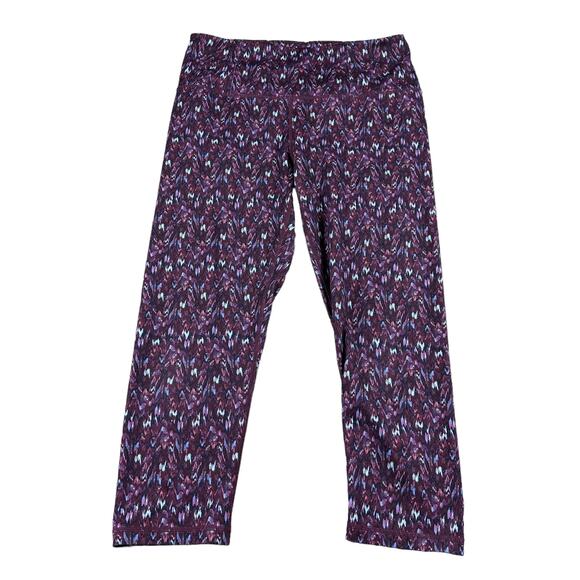 MANDUKA Colorful Cropped Capril Pull On Leggings Purple Blue Yoga Workout Gym - Picture 1 of 4